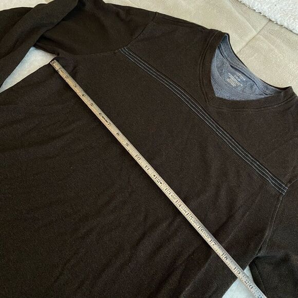 Van Heusen Sweater Gray Long Sleeve with Mock Blue Undershirt Size L - Picture 3 of 5